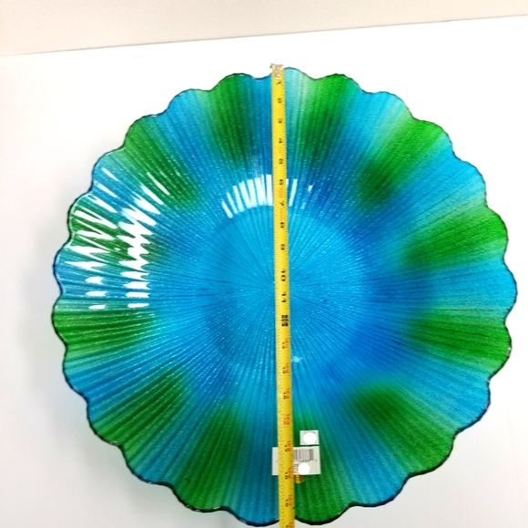🆕️Huge Evergreen Blue Sea Glass Birdbath 20" in diameter. - Picture 2 of 7